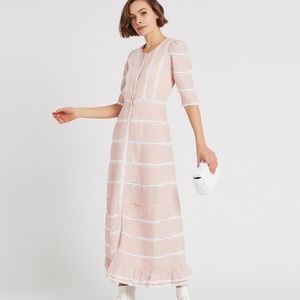 NWT LoveShackFancy Adrianne Pink Lace Maxi Dress size 2